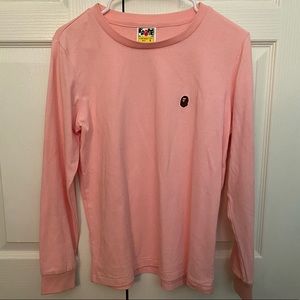 Bape One Dot Logo Womens Pink Long Sleeve Tee